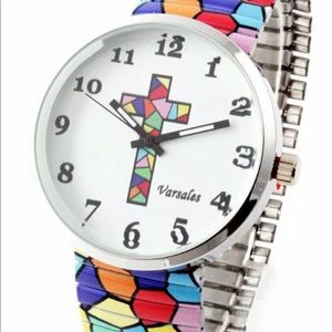 Cross Watch Mosaic Quartz Stretch Christian